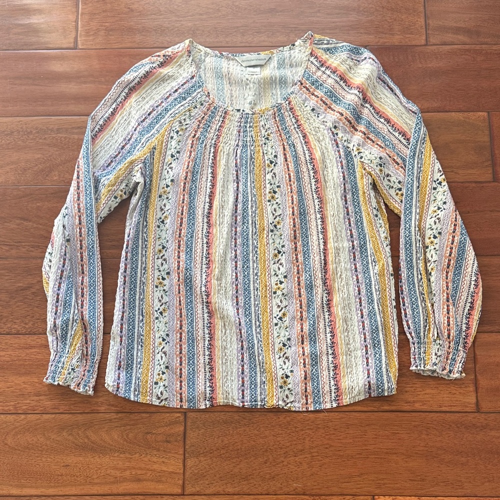 Christopher & Banks Striped Multicolor Boho Top Medium